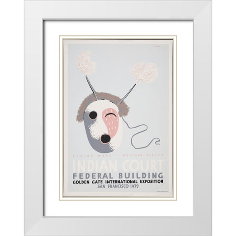 San Francisco-1939-Eskimo Mask Western Alaska White Modern Wood Framed Art Print with Double Matting by Worlds Fair Posters