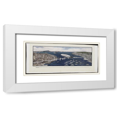 San Francisco-1939-Panorama Bay Bridge White Modern Wood Framed Art Print with Double Matting by Worlds Fair Posters