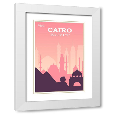 Cairo Travel Poster White Modern Wood Framed Art Print with Double Matting by Vintage Travel Posters