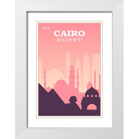 Cairo Travel Poster White Modern Wood Framed Art Print with Double Matting by Vintage Travel Posters
