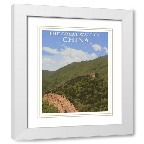 China The Great Wall Travel Poster White Modern Wood Framed Art Print with Double Matting by Vintage Travel Posters