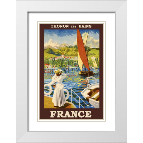 Thonon Les Bains-France Vintage Travel Poster White Modern Wood Framed Art Print with Double Matting by Vintage Travel Posters