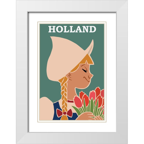 Holland Travel Poster White Modern Wood Framed Art Print with Double Matting by Vintage Travel Posters