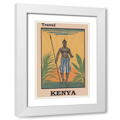 Kenya Africa Travel Poster White Modern Wood Framed Art Print with Double Matting by Vintage Travel Posters