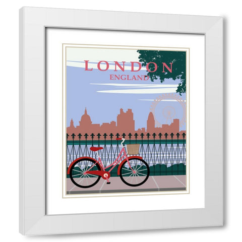 London Red Bike Travel Poster White Modern Wood Framed Art Print with Double Matting by Vintage Travel Posters