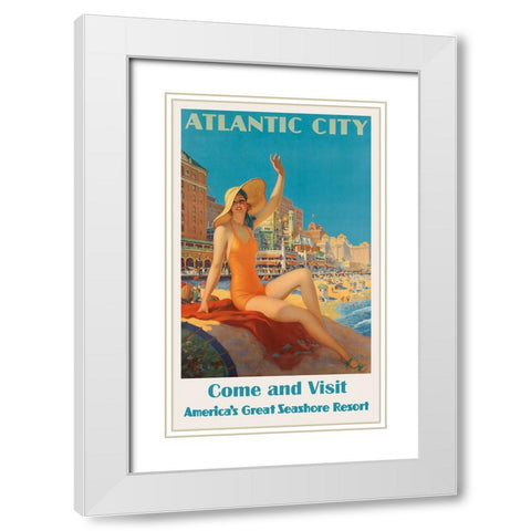 New Jersey Travel Poster White Modern Wood Framed Art Print with Double Matting by Vintage Travel Posters