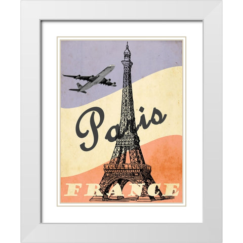 Paris Vintage Travel Print White Modern Wood Framed Art Print with Double Matting by Vintage Travel Posters