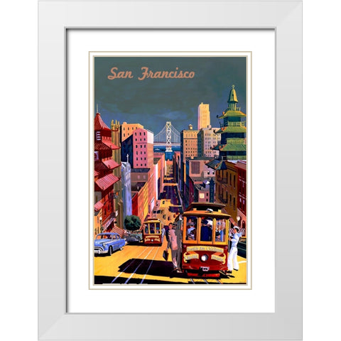 San Francisco Travel Poster White Modern Wood Framed Art Print with Double Matting by Vintage Travel Posters
