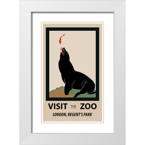 Sea Lion Zoo White Modern Wood Framed Art Print with Double Matting by Vintage Travel Posters