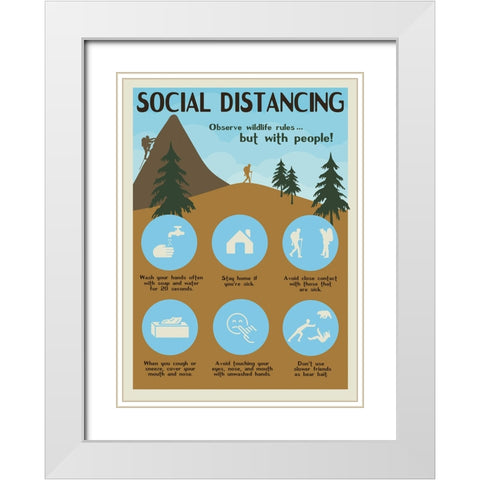 Social Distancing Poster White Modern Wood Framed Art Print with Double Matting by Vintage Travel Posters