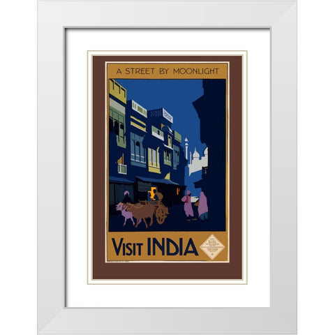 Travel India Vintage Poster White Modern Wood Framed Art Print with Double Matting by Vintage Travel Posters