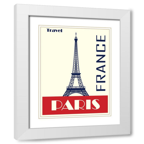 Travel Paris France Poster White Modern Wood Framed Art Print with Double Matting by Vintage Travel Posters