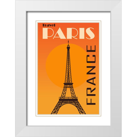 Travel Paris France Poster White Modern Wood Framed Art Print with Double Matting by Vintage Travel Posters