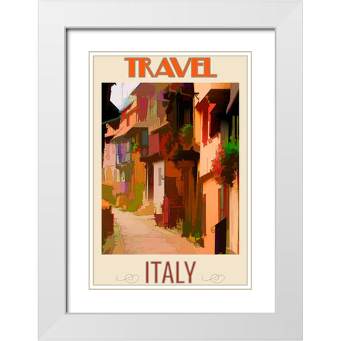 Italy Travel Poster White Modern Wood Framed Art Print with Double Matting by Vintage Travel Posters