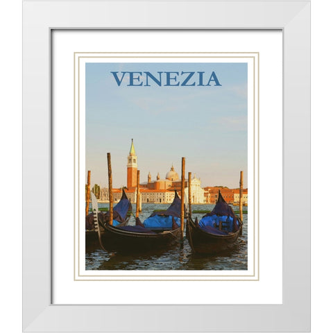 Venice Italy Poster White Modern Wood Framed Art Print with Double Matting by Vintage Travel Posters