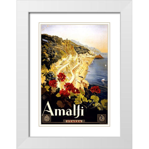 Amalfi Vintage Travel Poster White Modern Wood Framed Art Print with Double Matting by Vintage Travel Posters