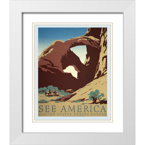 America Vintage Travel Poster White Modern Wood Framed Art Print with Double Matting by Vintage Travel Posters