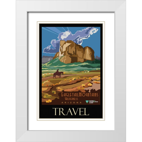 Arizona Eagle Tail Mountains Poster White Modern Wood Framed Art Print with Double Matting by Vintage Travel Posters