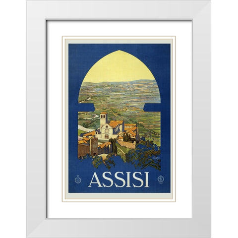 Assisi Vintage Travel Poster White Modern Wood Framed Art Print with Double Matting by Vintage Travel Posters
