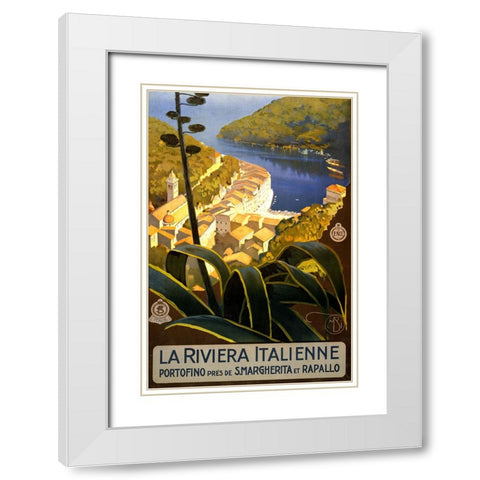 La Riviera Italienne Italian Travel Poster White Modern Wood Framed Art Print with Double Matting by Vintage Travel Posters