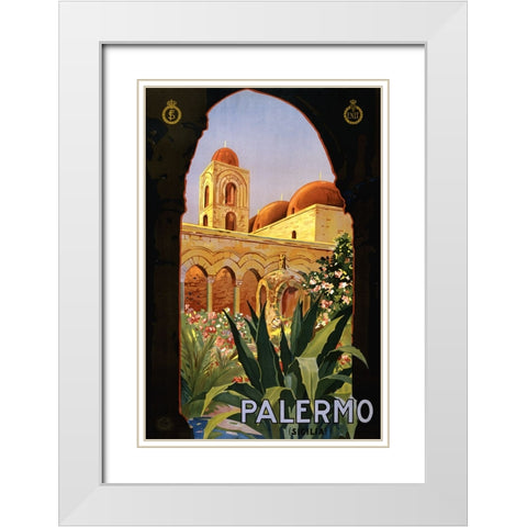 Vintage Palermo Poster White Modern Wood Framed Art Print with Double Matting by Vintage Travel Posters