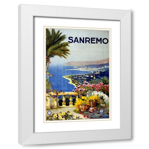 Vintage Sanremo Poster White Modern Wood Framed Art Print with Double Matting by Vintage Travel Posters