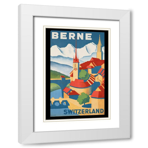Vintage Swiss Travel Poster White Modern Wood Framed Art Print with Double Matting by Vintage Travel Posters
