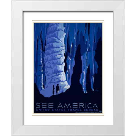 See America Vintage Travel Poster White Modern Wood Framed Art Print with Double Matting by Vintage Travel Posters