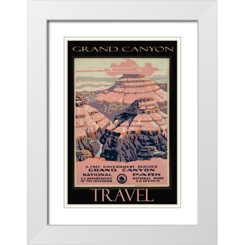 Grand Canyon Vintage Travel Poster White Modern Wood Framed Art Print with Double Matting by Vintage Travel Posters
