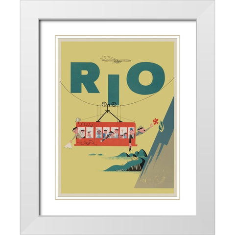 Rio Brazil Vintage Travel Poster White Modern Wood Framed Art Print with Double Matting by Vintage Travel Posters