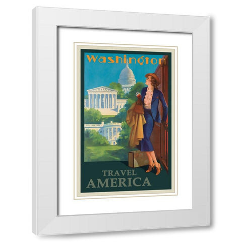 Washington DC Travel Posteer White Modern Wood Framed Art Print with Double Matting by Vintage Travel Posters