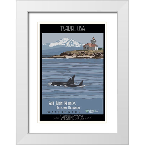 San Juan Islands Washington USA White Modern Wood Framed Art Print with Double Matting by Vintage Travel Posters