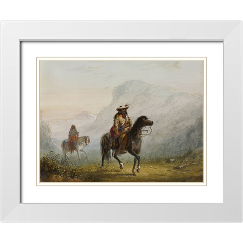 Bourgeois White Modern Wood Framed Art Print with Double Matting by Miller, Alfred Jacob