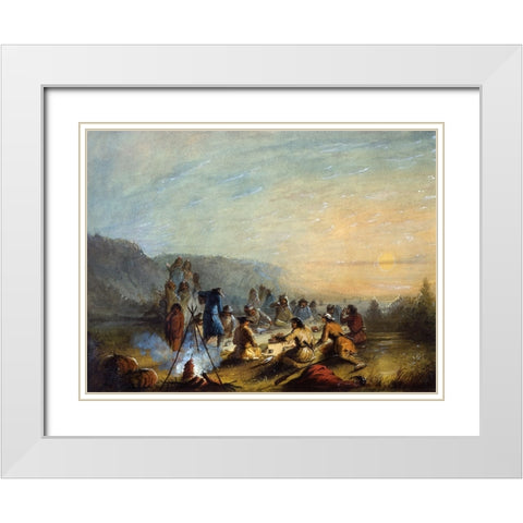 Breakfast at Sunrise White Modern Wood Framed Art Print with Double Matting by Miller, Alfred Jacob
