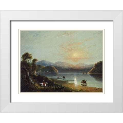 Green River White Modern Wood Framed Art Print with Double Matting by Miller, Alfred Jacob