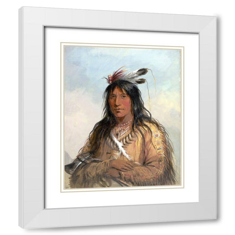 Head of Matau Tathonca, Bull Bear, an Ogillalah White Modern Wood Framed Art Print with Double Matting by Miller, Alfred Jacob