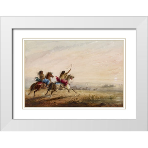 Indian Girls, Racing White Modern Wood Framed Art Print with Double Matting by Miller, Alfred Jacob
