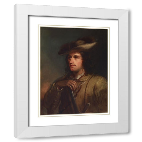 Portrait of Antoine White Modern Wood Framed Art Print with Double Matting by Miller, Alfred Jacob
