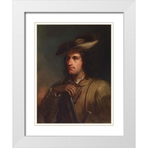 Portrait of Antoine White Modern Wood Framed Art Print with Double Matting by Miller, Alfred Jacob