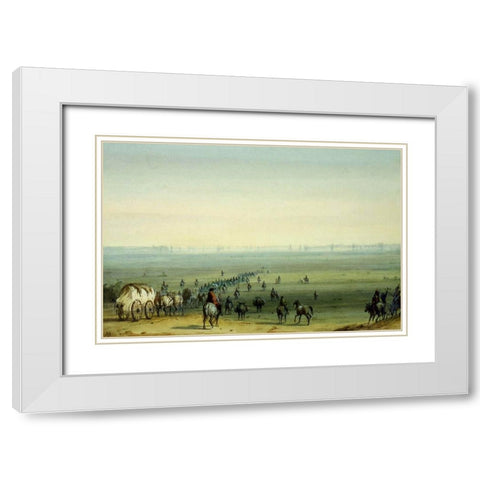 Prairie Scene, Mirage White Modern Wood Framed Art Print with Double Matting by Miller, Alfred Jacob