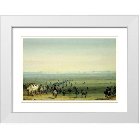 Prairie Scene, Mirage White Modern Wood Framed Art Print with Double Matting by Miller, Alfred Jacob
