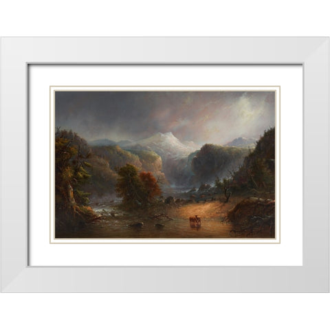 Where the Clouds Love to Rest White Modern Wood Framed Art Print with Double Matting by Miller, Alfred Jacob