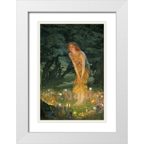 Midsummer Eve White Modern Wood Framed Art Print with Double Matting by Hughes, Edward Robert