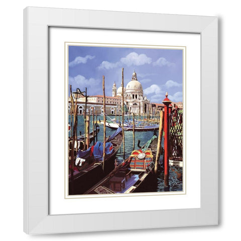 Chiesa Della Salute White Modern Wood Framed Art Print with Double Matting by Borelli, Guido