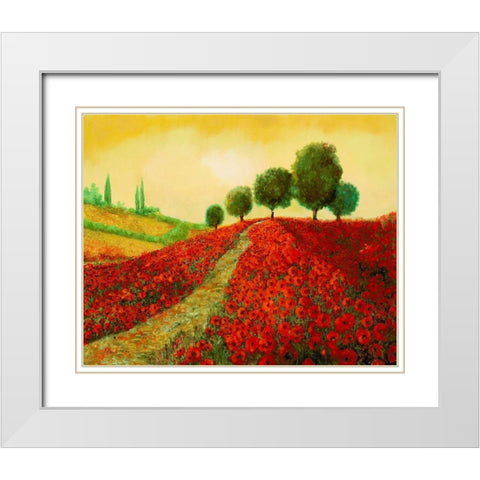 La Collina Dei Papaveri White Modern Wood Framed Art Print with Double Matting by Borelli, Guido