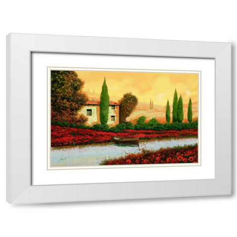 Al Tramonto Sul Fiume White Modern Wood Framed Art Print with Double Matting by Borelli, Guido