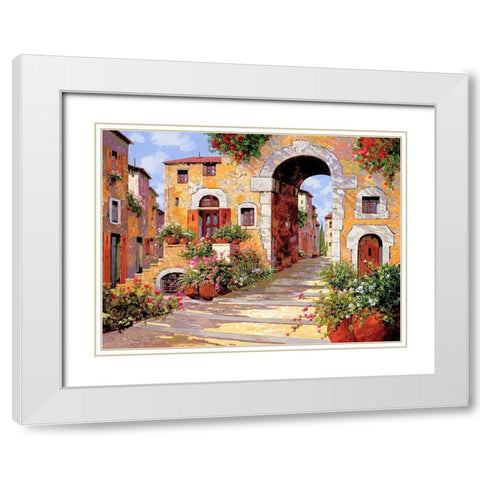 Lentrata al Borgo White Modern Wood Framed Art Print with Double Matting by Borelli, Guido