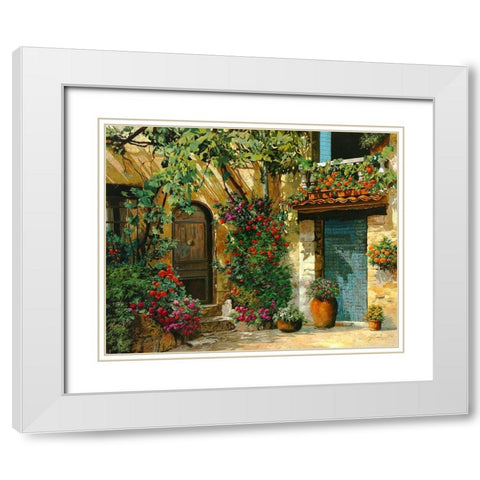 Il Giardino Fiorito White Modern Wood Framed Art Print with Double Matting by Borelli, Guido