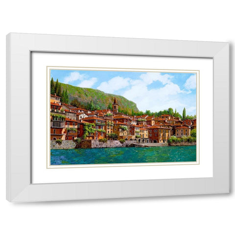 Bellano Sul Lago Di Como White Modern Wood Framed Art Print with Double Matting by Borelli, Guido