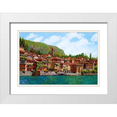 Bellano Sul Lago Di Como White Modern Wood Framed Art Print with Double Matting by Borelli, Guido